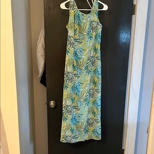 Old Navy Green and Teal Tropical Print Maxi Dress